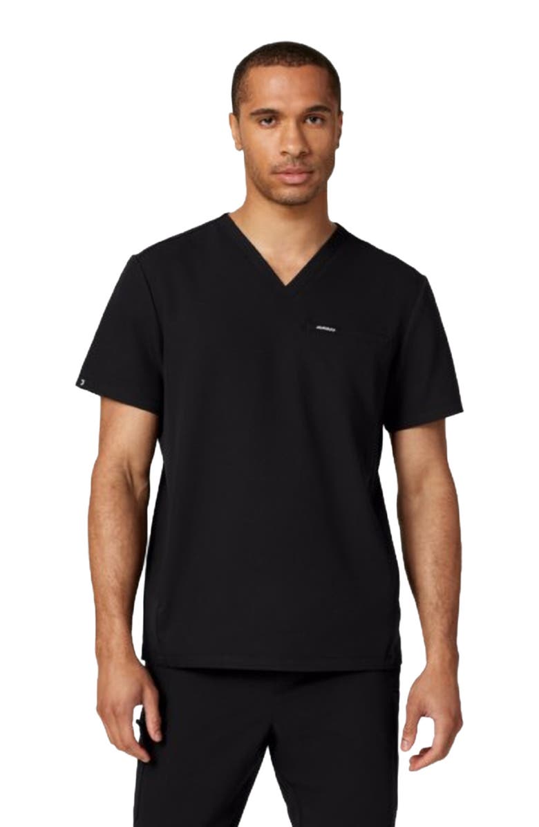 JAANUU Platt Men's 3-Pocket Classic V-Neck Scrub Top, Main, color, Black