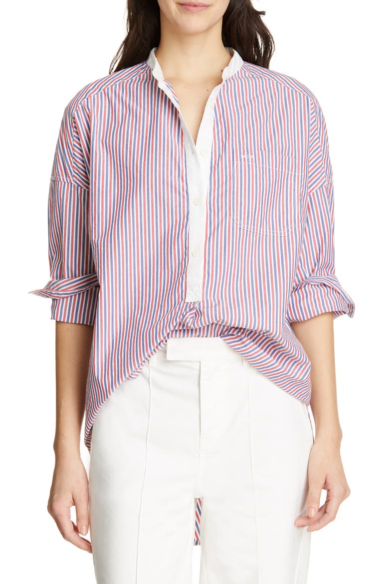 Multistripe Shirttail Tunic, Main, color, RED/ BLUE/ WHITE
