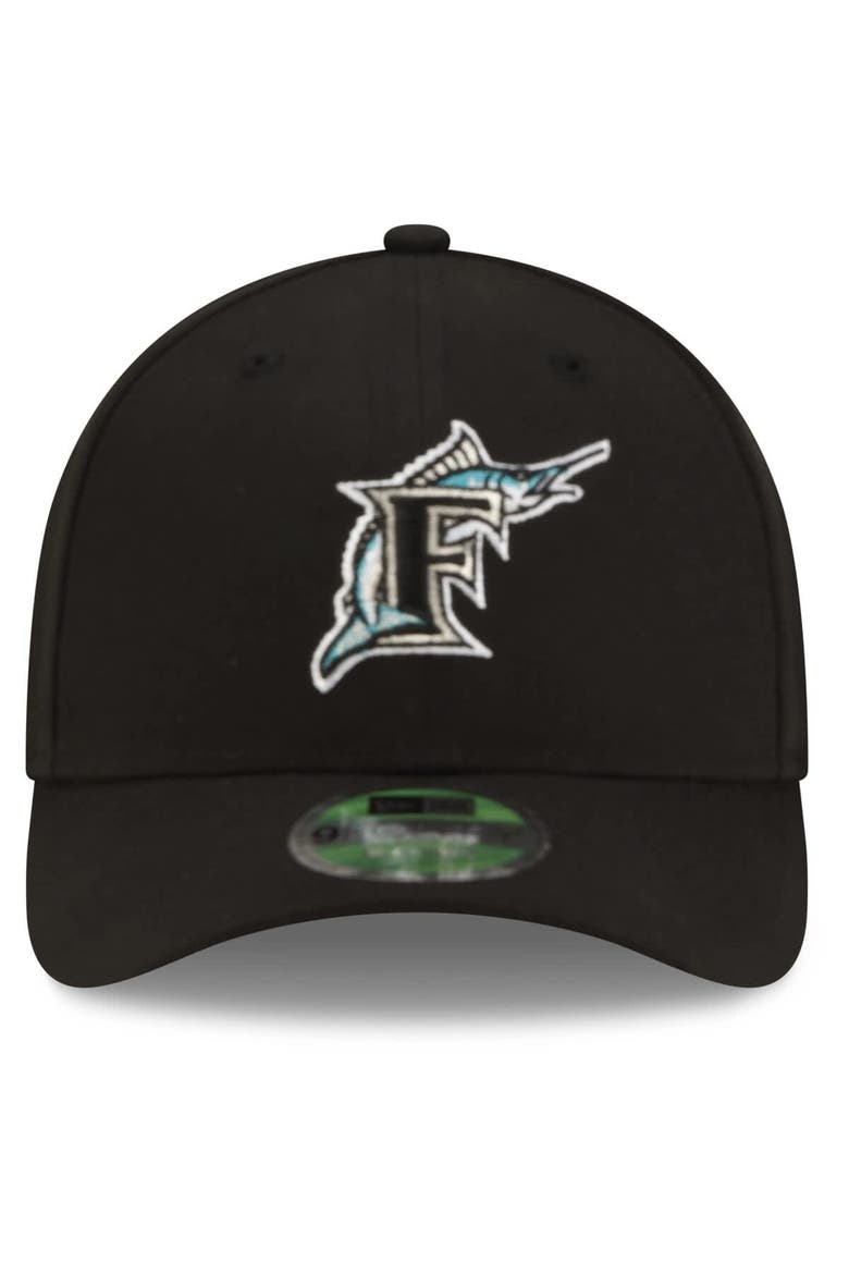 Men's New Era  Black Florida Marlins  Player Replica 9FORTY M-Crown Adjustable Hat, Alternate, color, Black