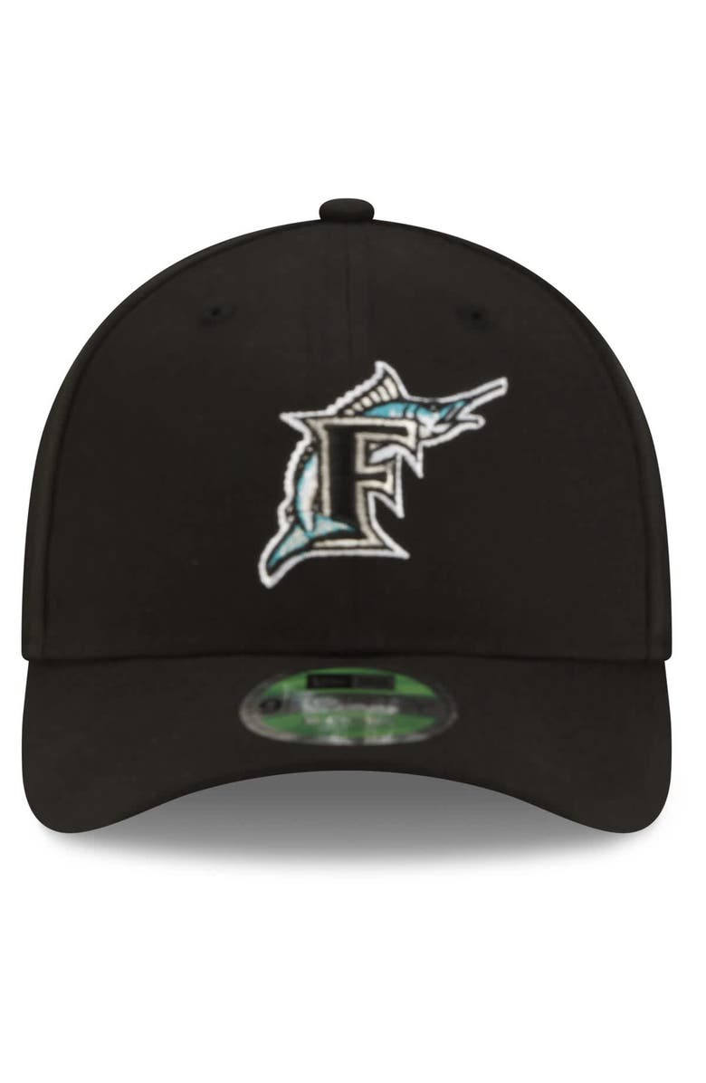 New Era Men's New Era  Black Florida Marlins  Player Replica 9FORTY M-Crown Adjustable Hat, Alternate, color, Black