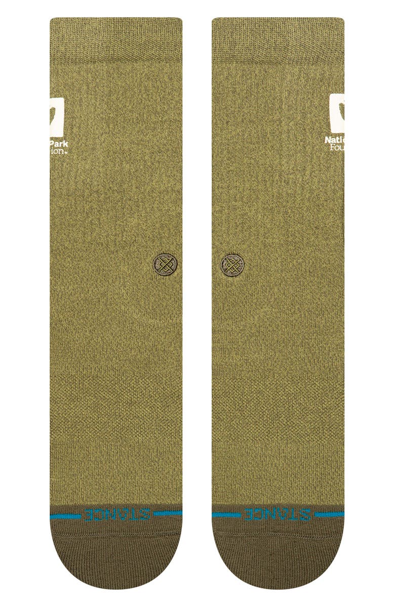 Stance National Parks Crew Socks, Alternate, color, Military Green