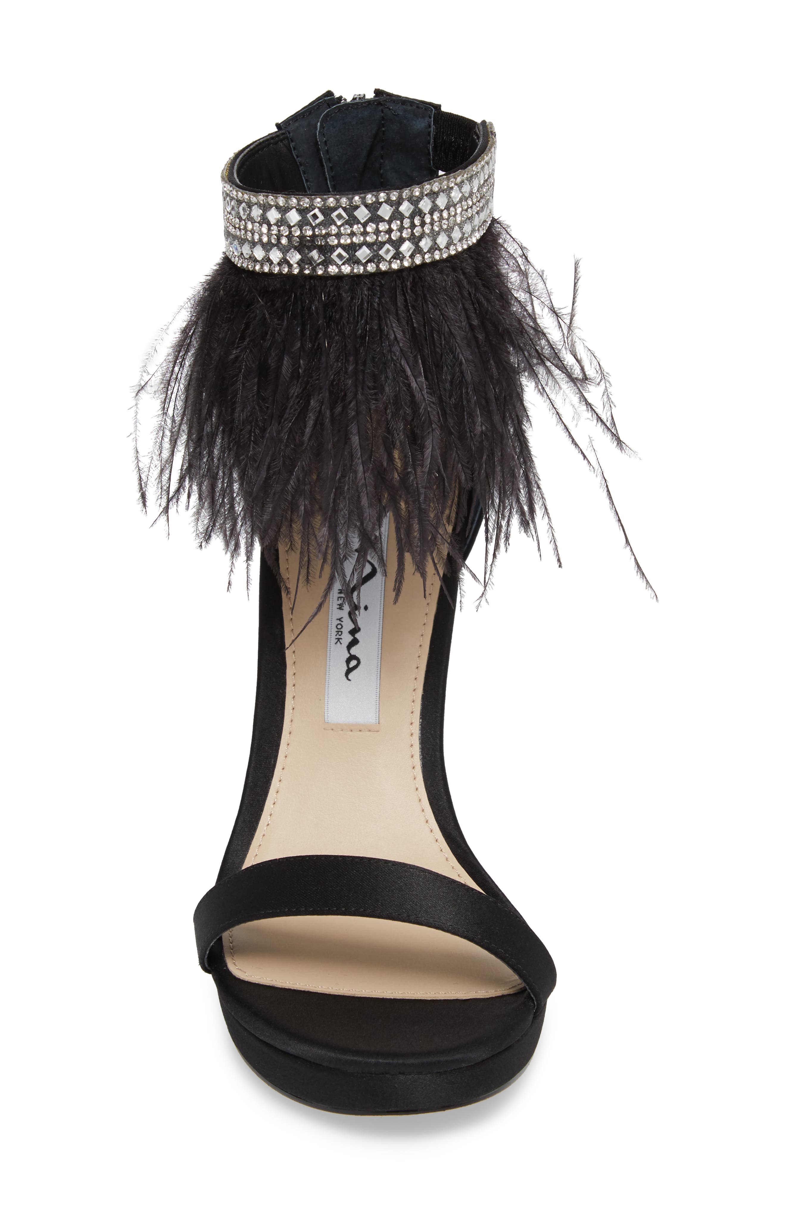 Nina Fran Embellished Feather Sandal, Alternate, color, 
