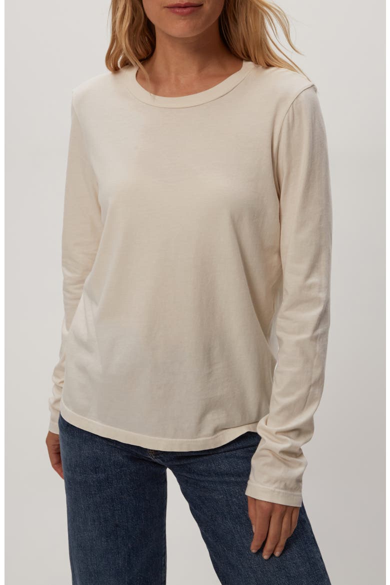 Clarissa Long Sleeve Cotton T-Shirt, Alternate, color, CHALK