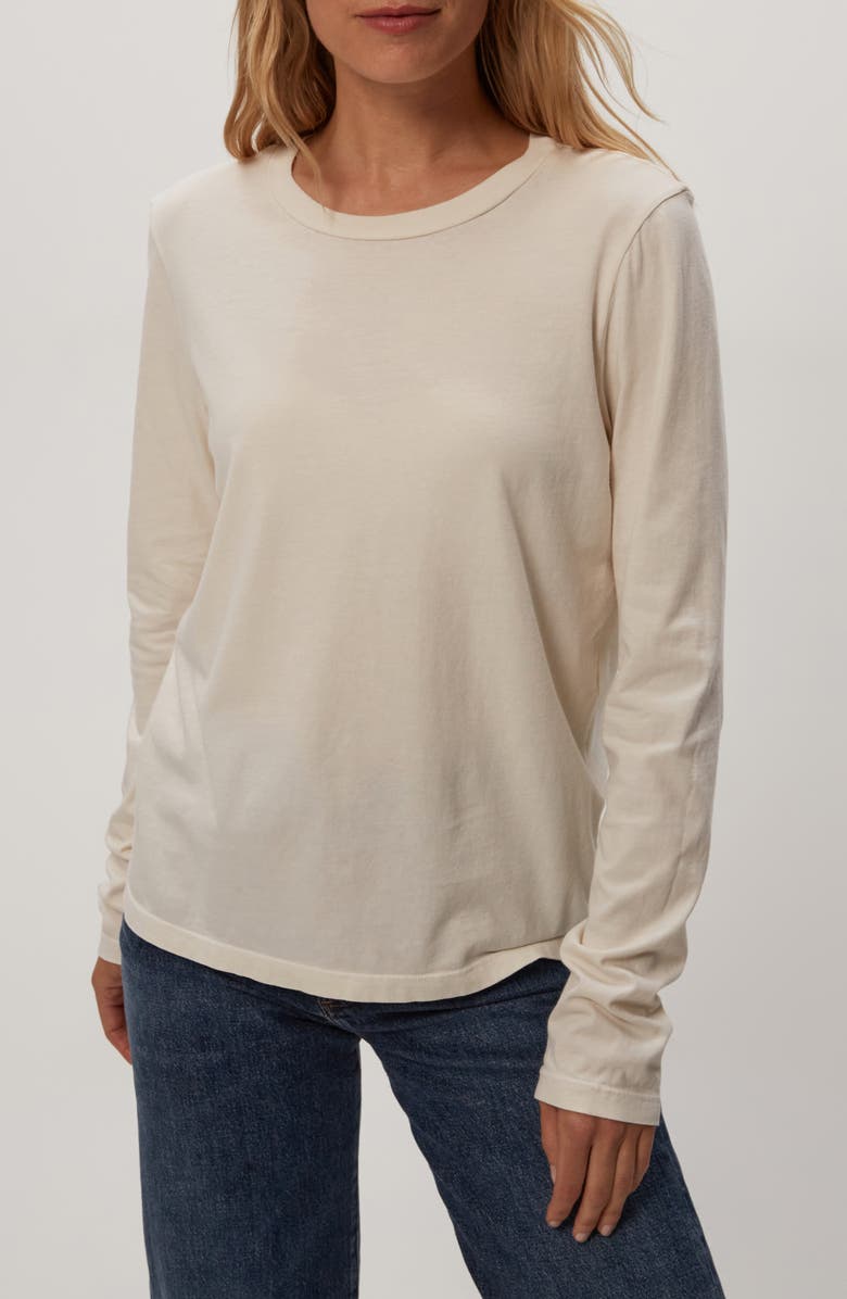 Michael Stars Clarissa Long Sleeve Cotton T-Shirt, Alternate, color, Chalk