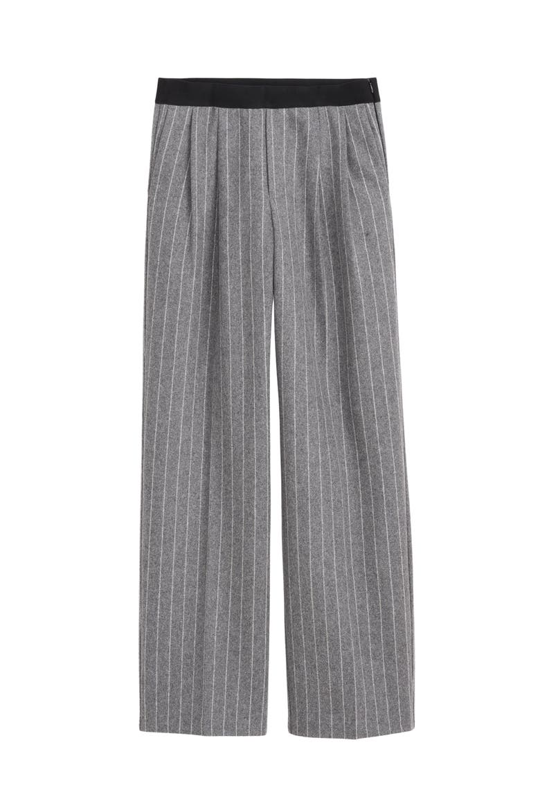 Primrose Pinstripe Pleated Wool Pull-On Trousers, Alternate, color, CHARCOAL CHALK STRIPE