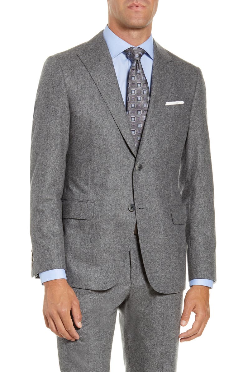 Hickey Freeman Classic Fit Flannel Wool Suit, Alternate, color, 