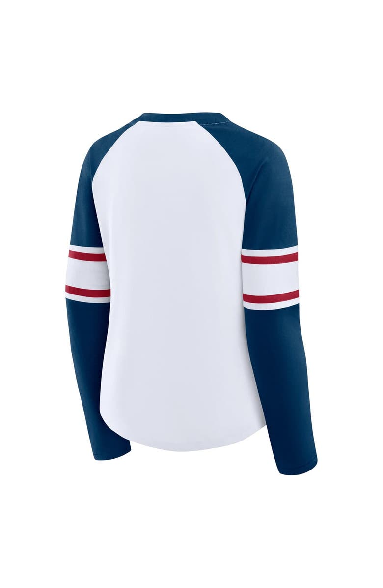 FANATICS Women
s Fanatics White/Navy Houston Texans Redzone Blitz Package Raglan Lace-Up V-Neck Long Sleeve T-Shirt, Alternate, color, White