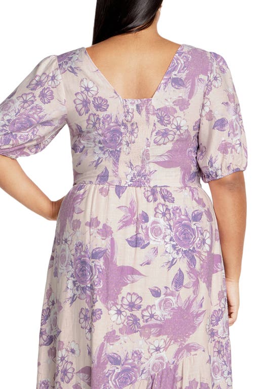 City Chic Isabella Floral Top In Purple