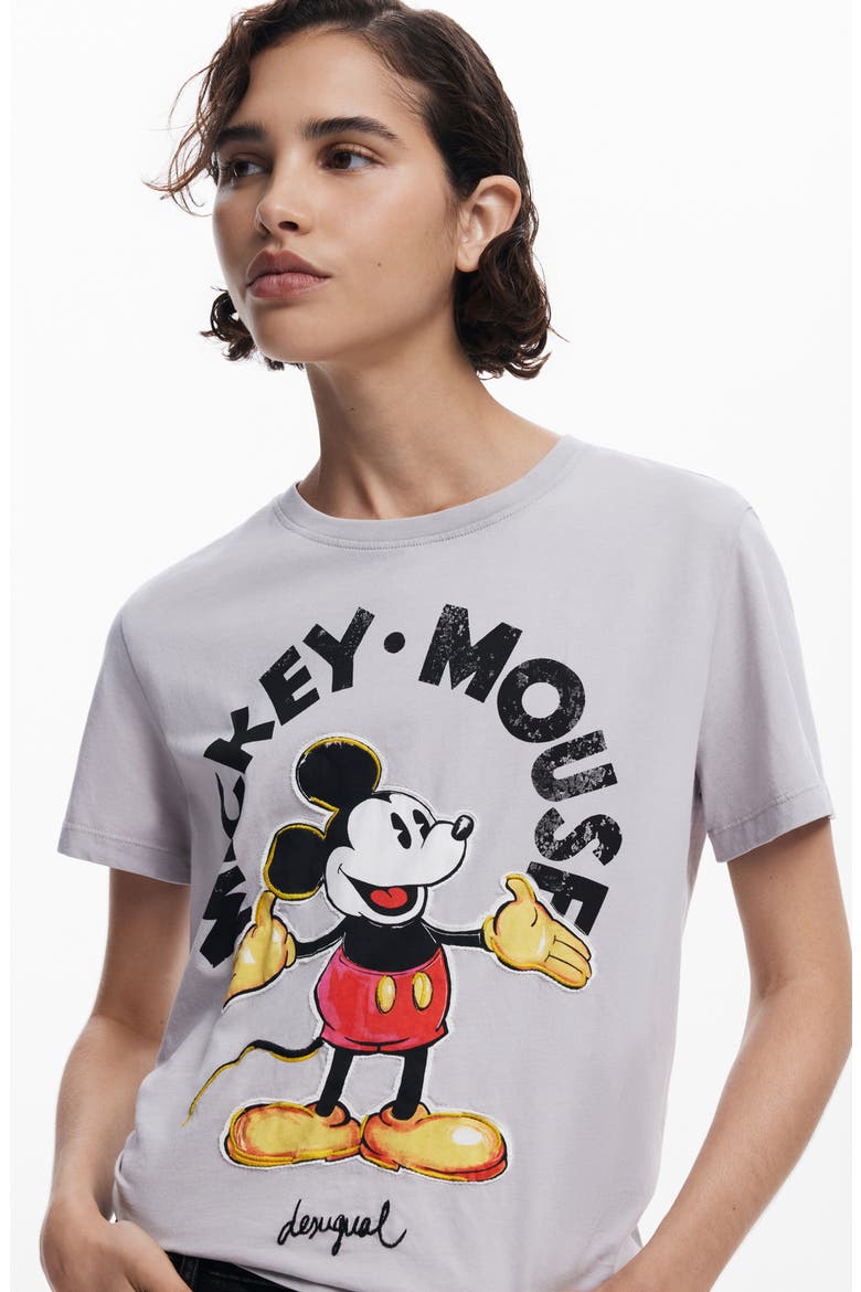 Mickey Mouse Striped Ringer Graphic T-Shirt, Alternate, color, NEUTRAL GRAY