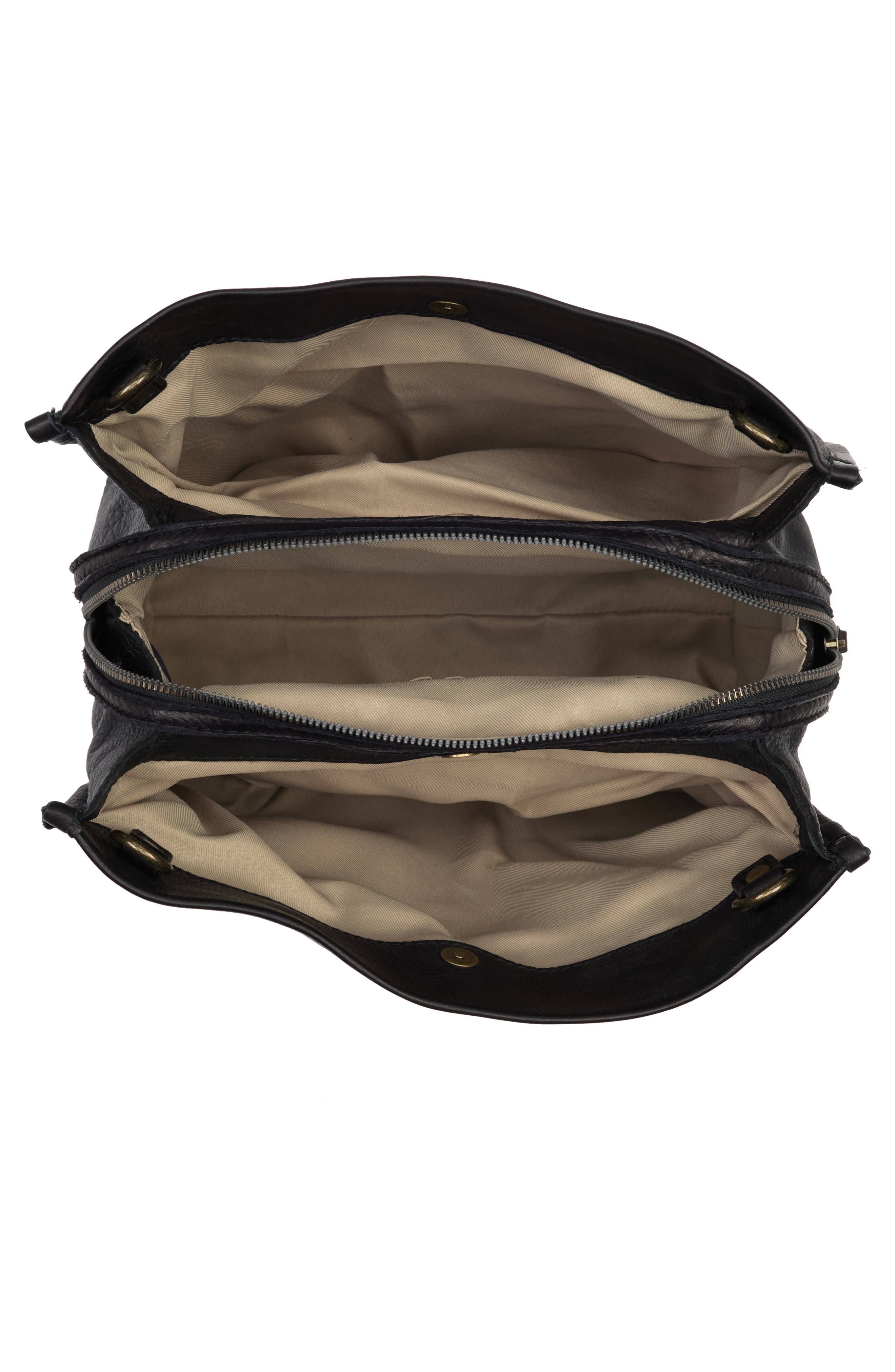 AMERICAN LEATHER CO. Lenox Leather Satchel, Alternate, color, Black Smooth