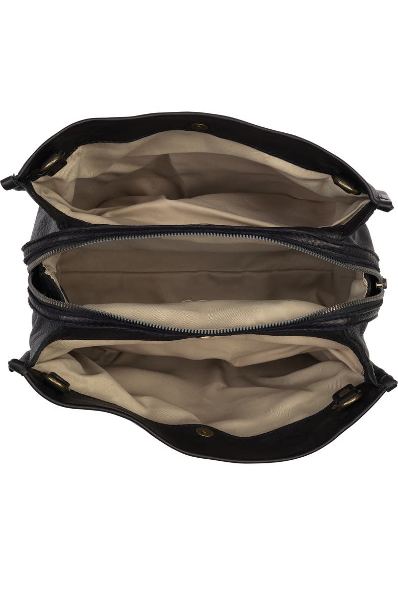 AMERICAN LEATHER CO. Lenox Leather Satchel, Alternate, color, Black Smooth