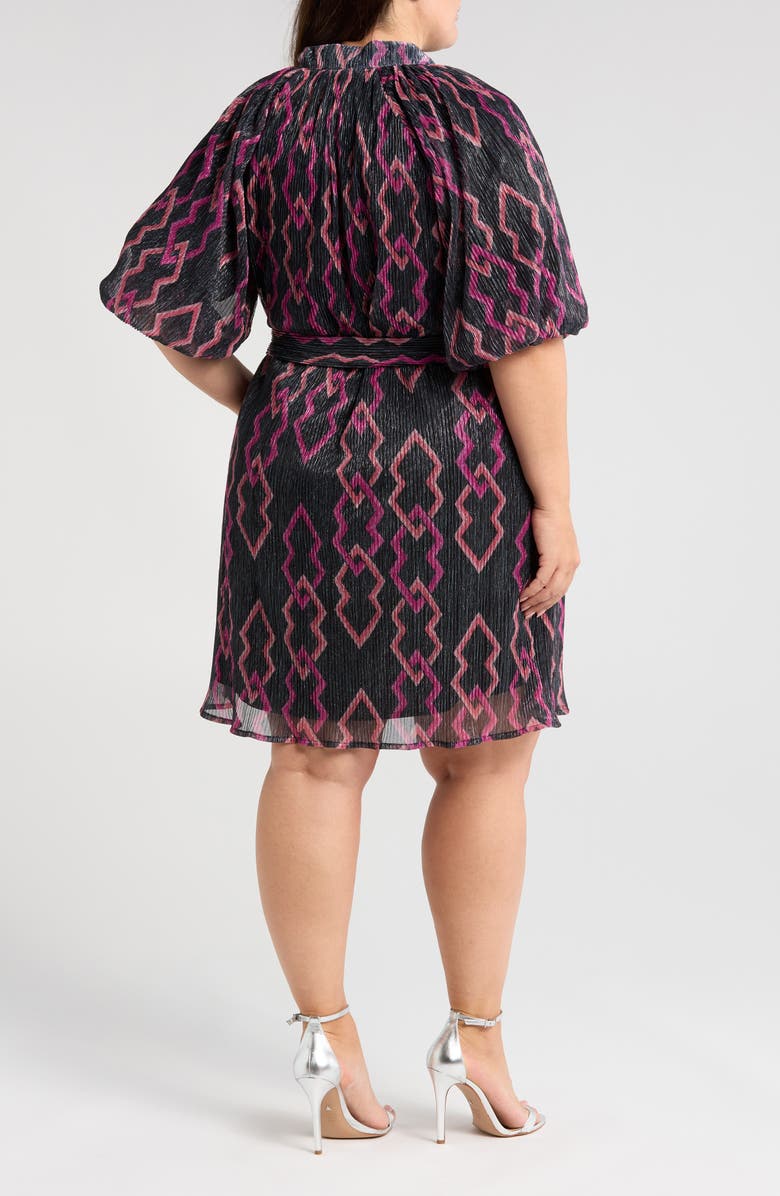 CIEBON Aniston Plissé Belted Minidress, Alternate, color, Black Multi