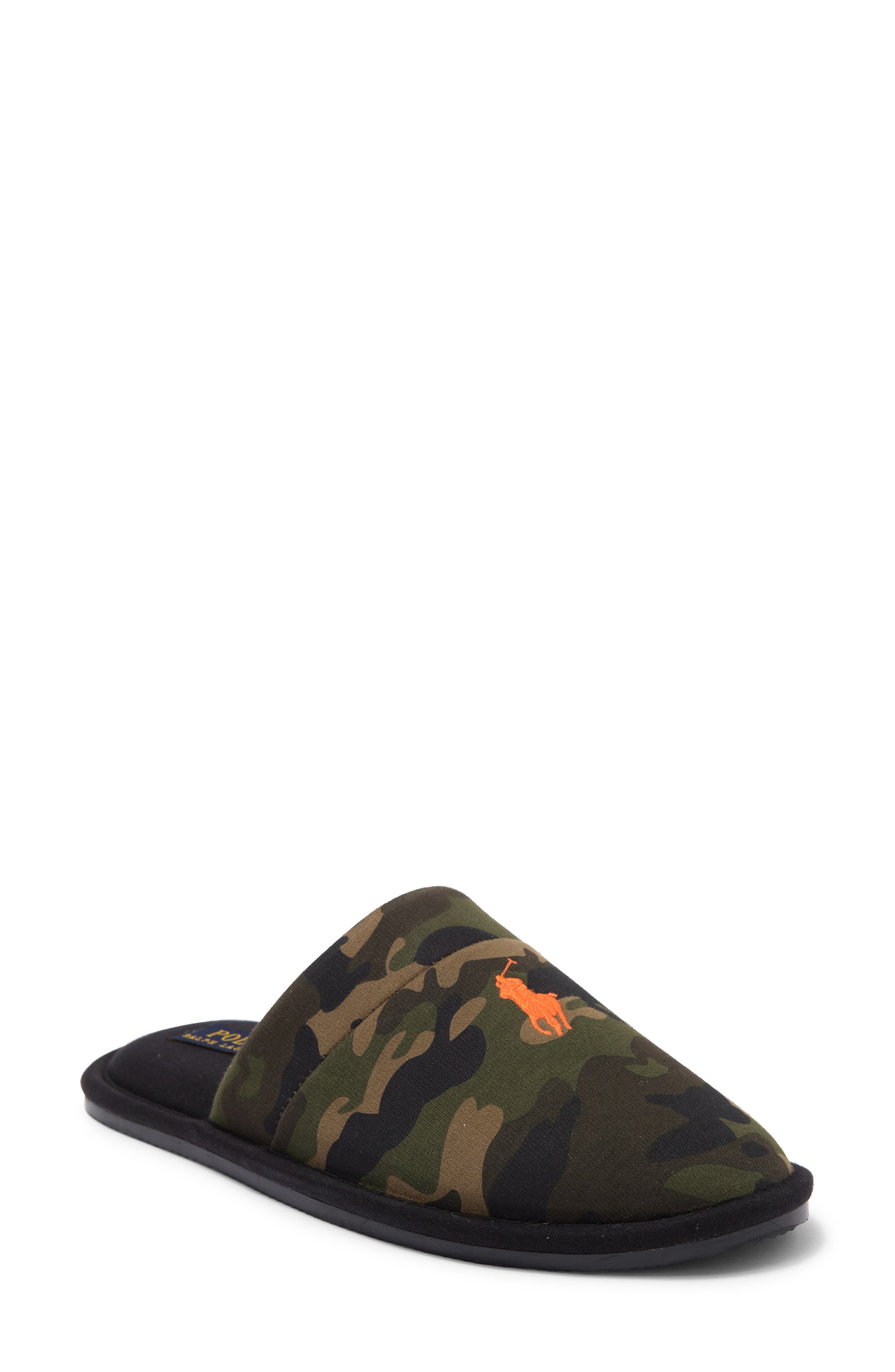POLO Klarence Camo Print Scuff Slipper, Main, color, 