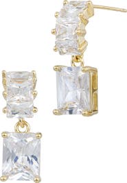 SAVVY CIE JEWELS 18K Gold Plated Cubic Zirconia Drop Earrings