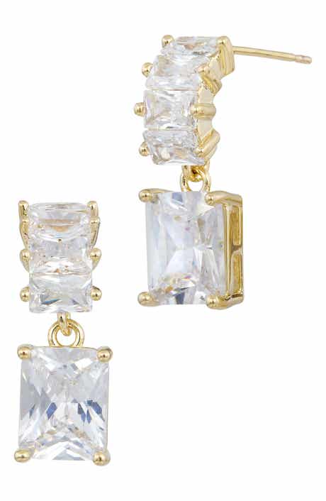 SAVVY CIE JEWELS 18K Gold Plated Cubic Zirconia Drop Earrings