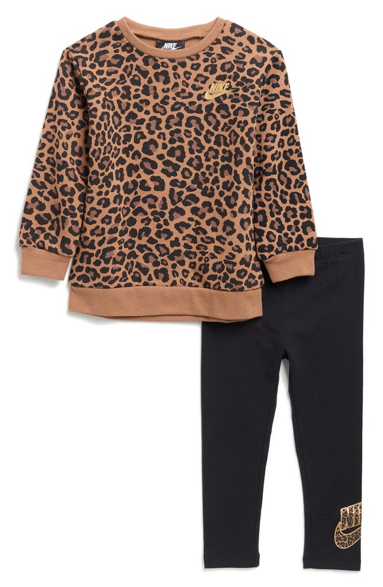 Nike Fleece Pullover & Leggings Set, Main, color, Black