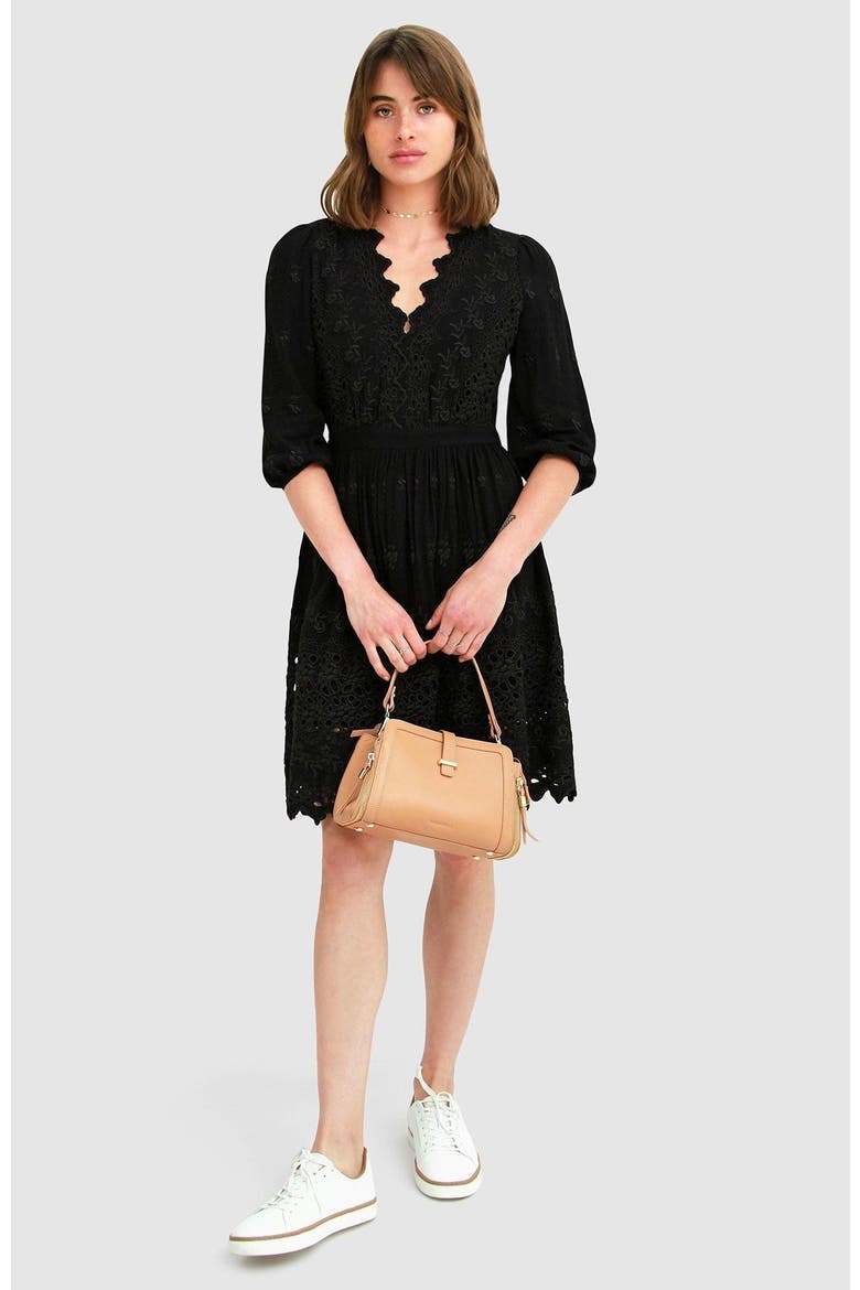Sweet Talk Eyelet Mini Dress, Alternate, color, Black