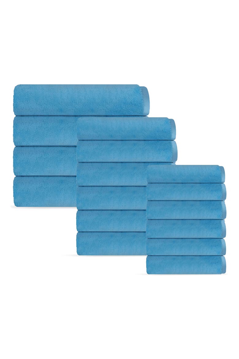Puresoft 16-Piece Turkish Cotton Towels Set, Main, color, SEAGLASS