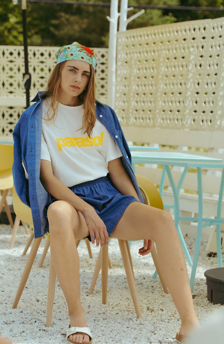 Viens Avec Moi Parasol Graphic Cotton T-Shirt, Alternate, color, Yellow