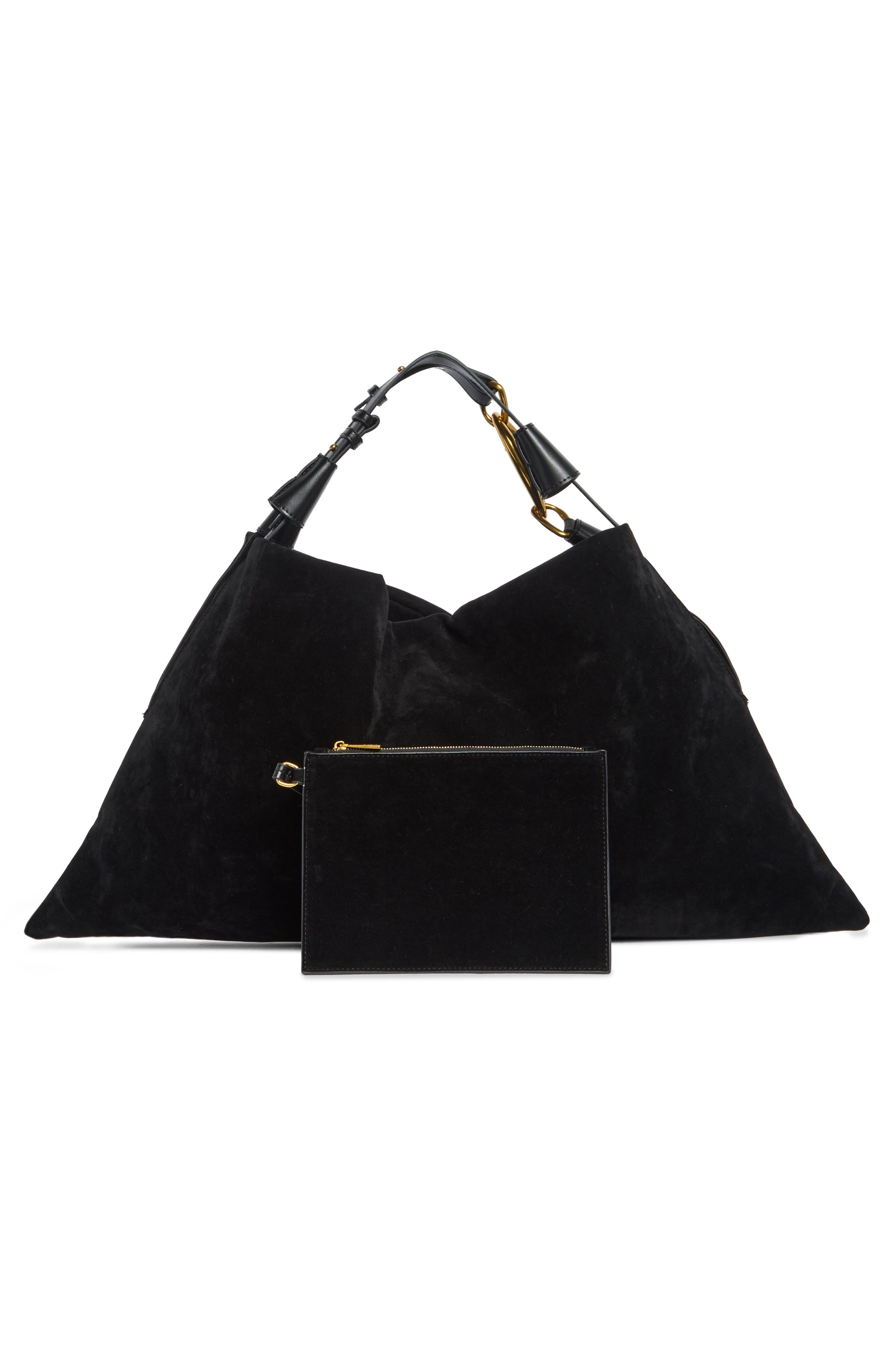 BCBG Hardware Ring Hobo Bag, Alternate, color, Black