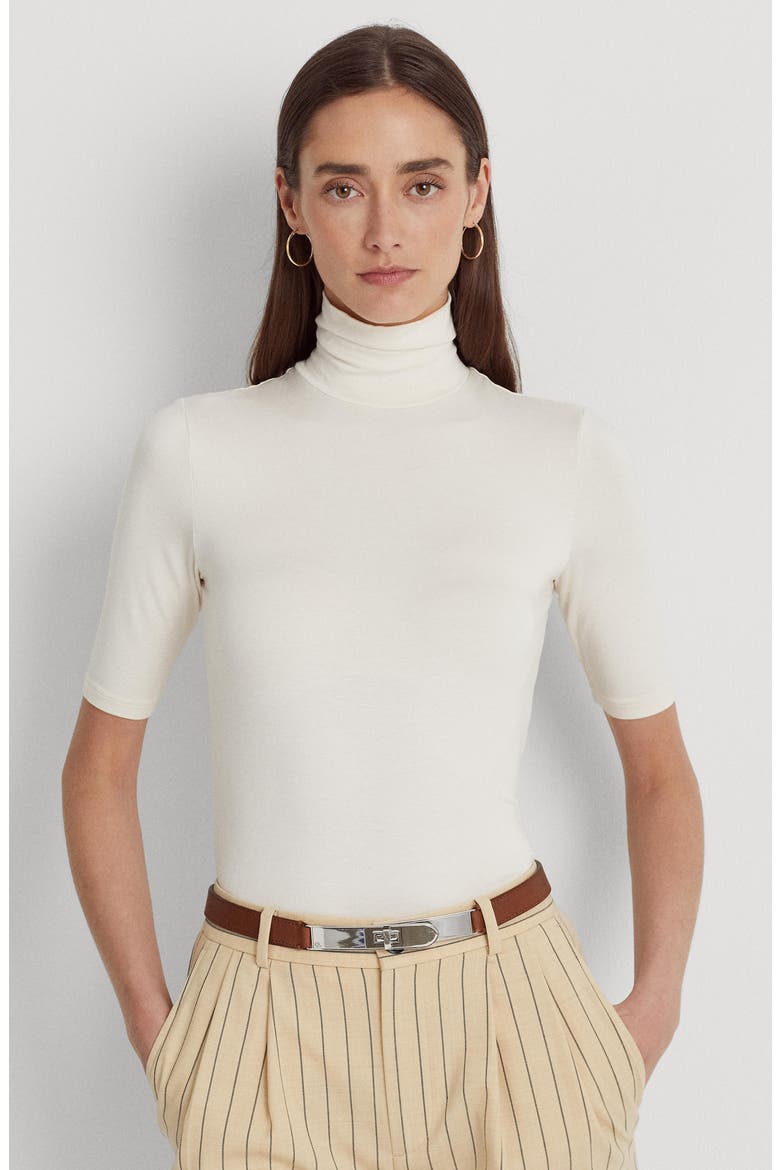 Jersey Turtleneck Top, Alternate, color, MASCARPONE CREAM