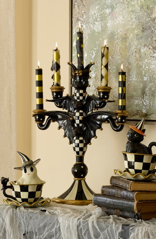 Mackenzie-childs Mackenzie Childs Courtly Check Bat Candelabra In Black