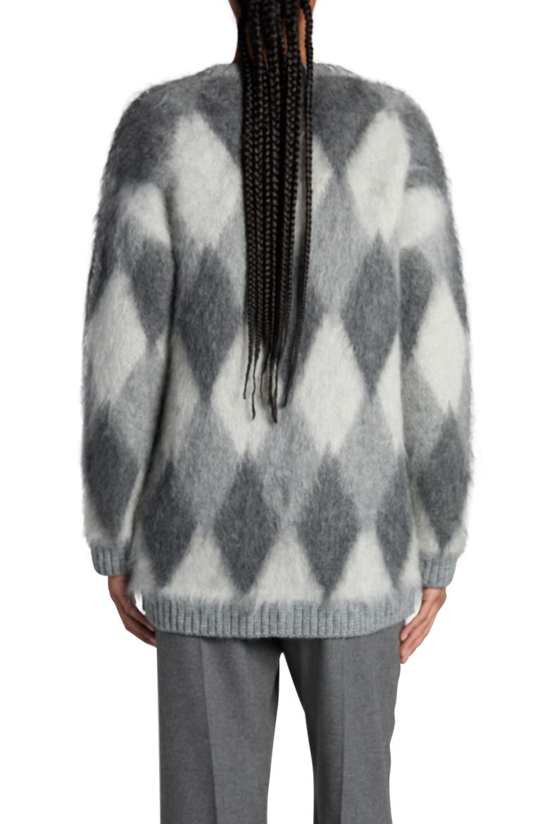 Argyle Mohair Blend Cardigan, Alternate, color, LIGHT GREY