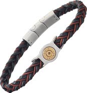 Link Up Braided Two-color Leather Bracelet with Stainless Steel Detail