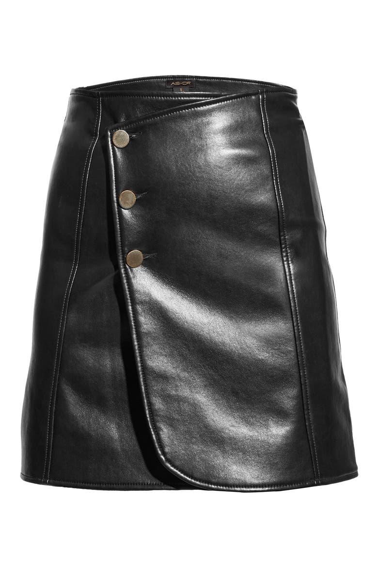 Allison Recycled Leather Skirt, Alternate, color, BLACK