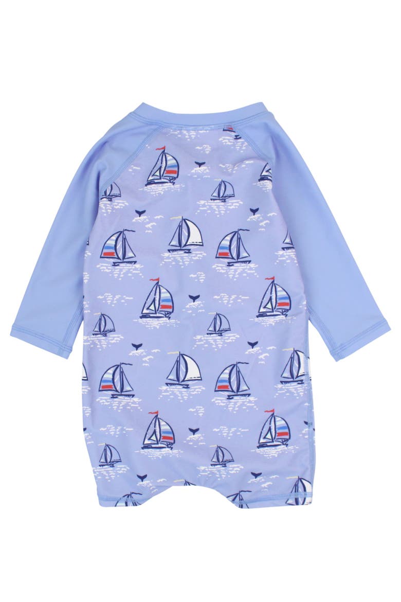 Boys Long Sleeve One Piece Rash Guard, Alternate, color, Blue Seas the Day