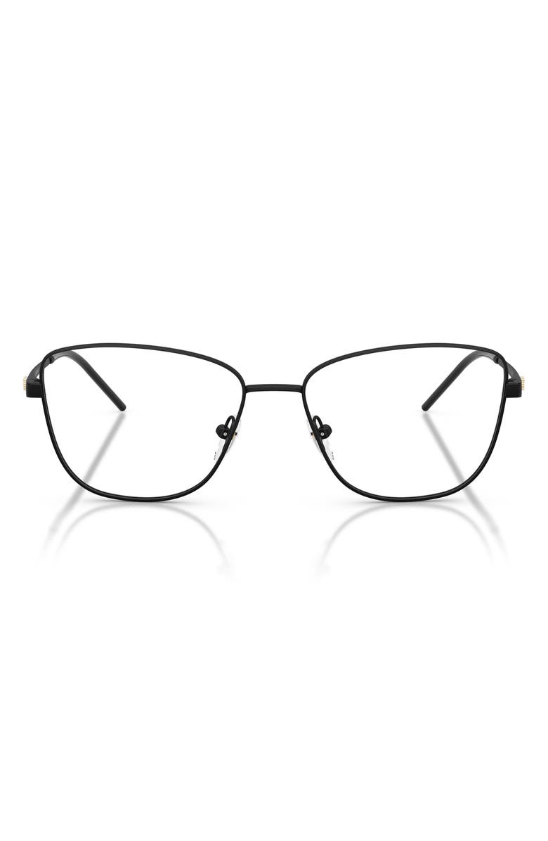 Emporio Armani 53mm Irregular Optical Glasses, Main, color, Matte Black / Demo Lens