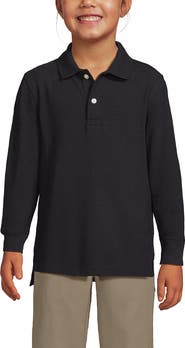 Lands' End School Uniform Kids Long Sleeve Mesh Polo Shirt