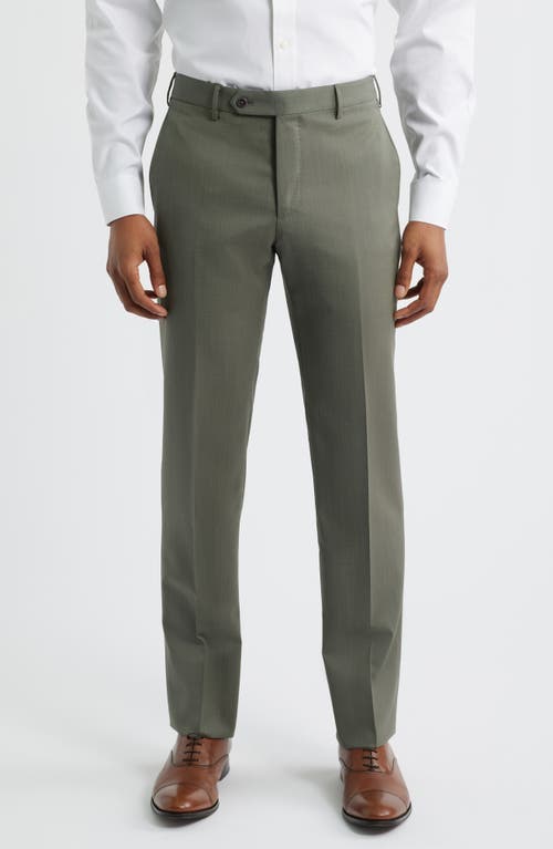 Zanella Parker Stretch Wool Trousers in Olive 