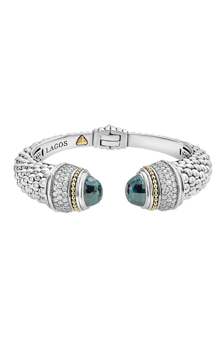 Rittenhouse Diamond & Semiprecious Stone Wrist Cuff, Main, color, LONDON BLUE TOPAZ