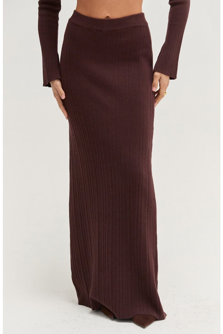 Ribbed Knit Maxi Skirt, Main, color, Espresso