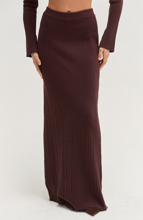 Ribbed Knit Maxi Skirt
