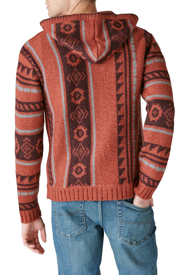 Southwestern Pattern Knit Hoodie, Alternate, color, APPLE BUTTER COMBO