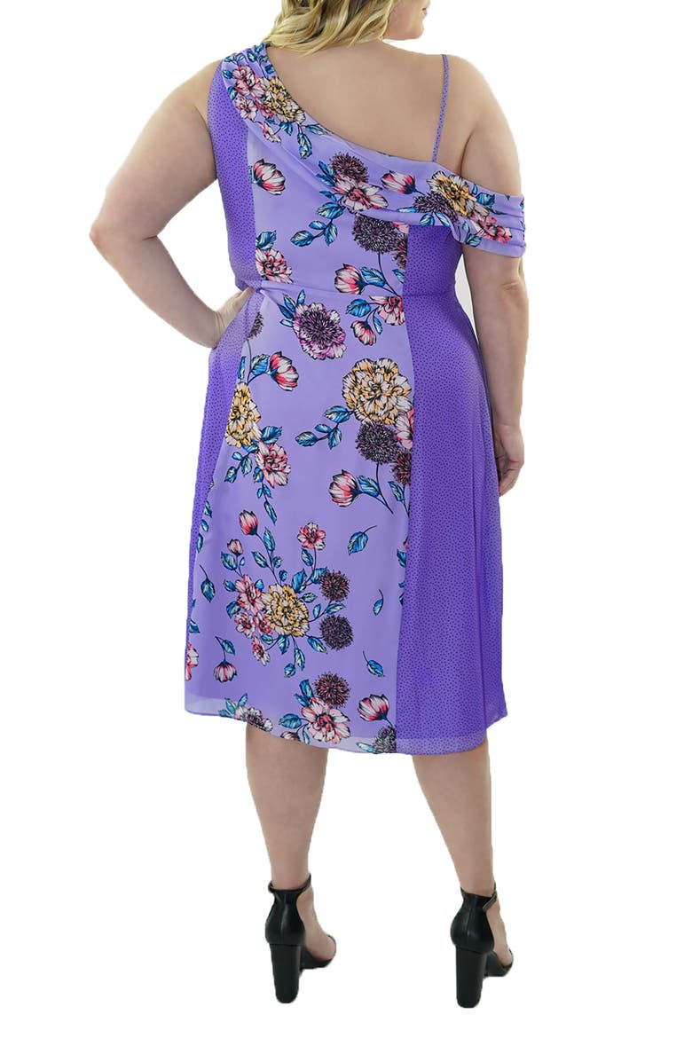 MAREE POUR TOI Off Shoulder Color Block Dress, Alternate, color, PURPLE