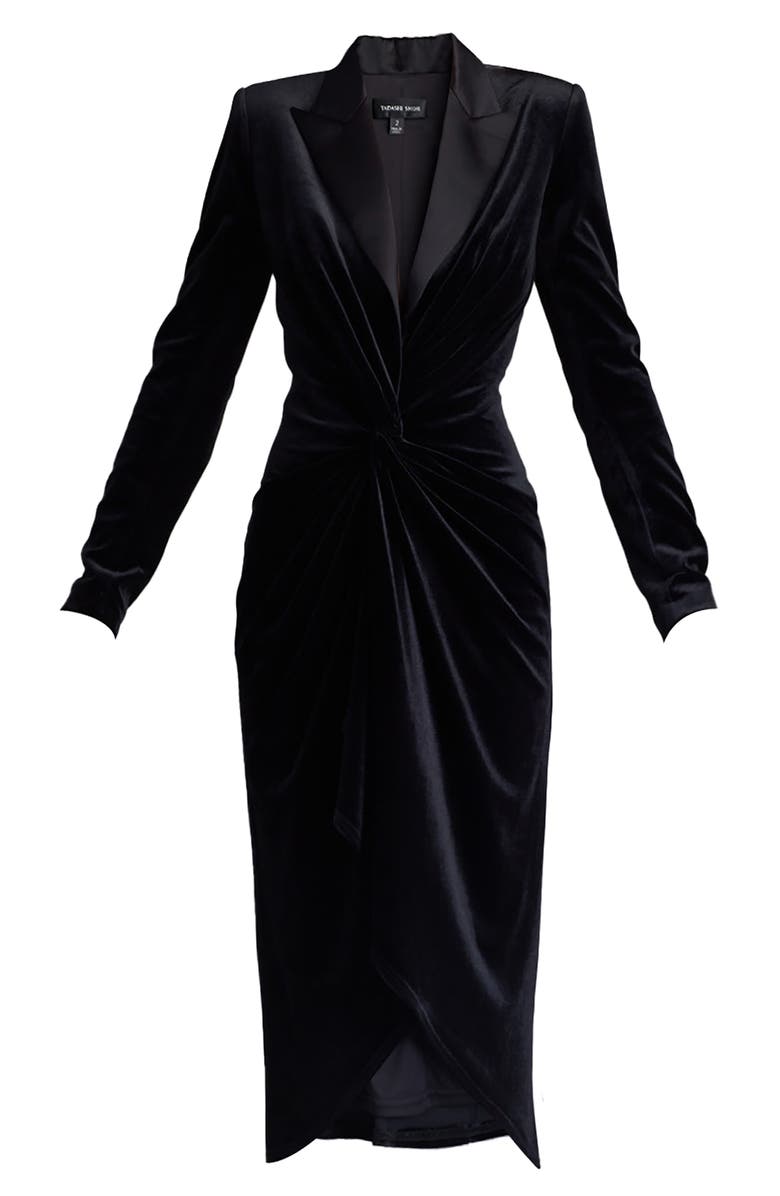 Tadashi Shoji Atike Long Sleeve Velvet Cocktail Tuxedo Dress, Alternate, color, 