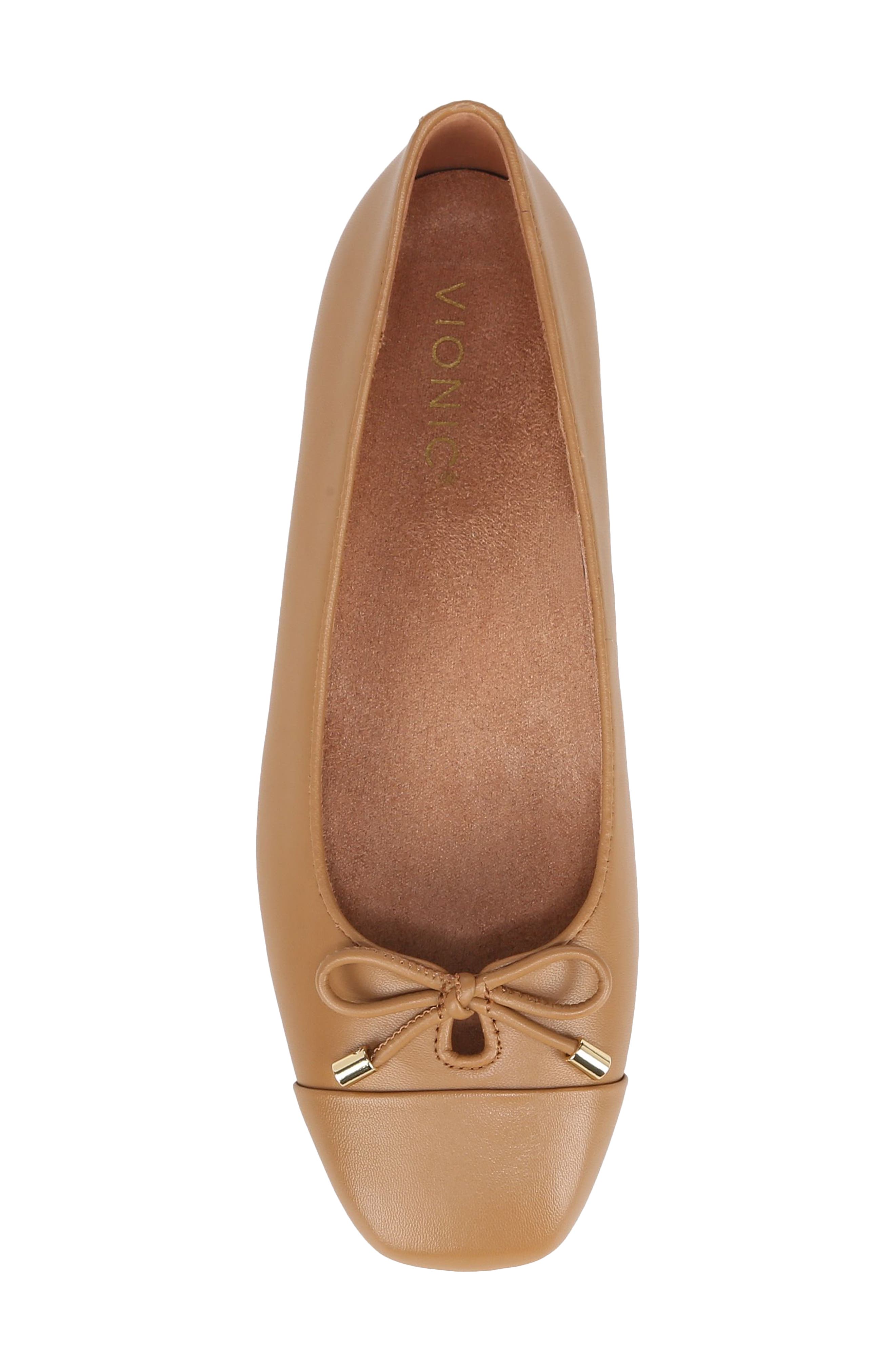 Klara Cap Toe Flat, Alternate, color, CAMEL LEATHER