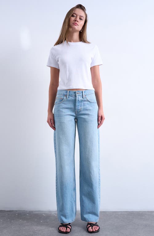 Topshop Low Rise Straight Leg Jeans In Blue