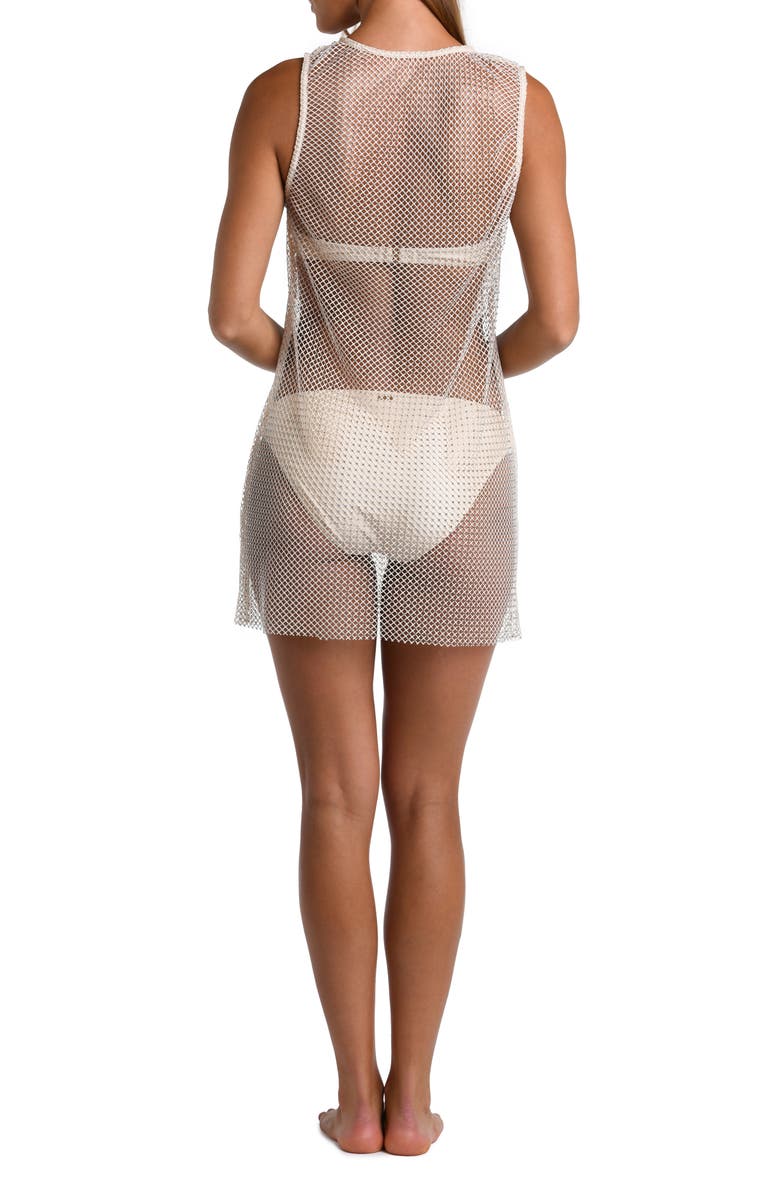 L'AGENCE Angela Sheer Mesh Cover-Up Dress, Alternate, color, Champagne