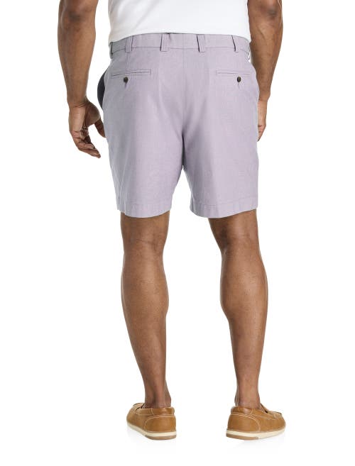 Oak Hill By Dxl Big & Tall Chambray Flat-front Shorts In Lavender Grey
