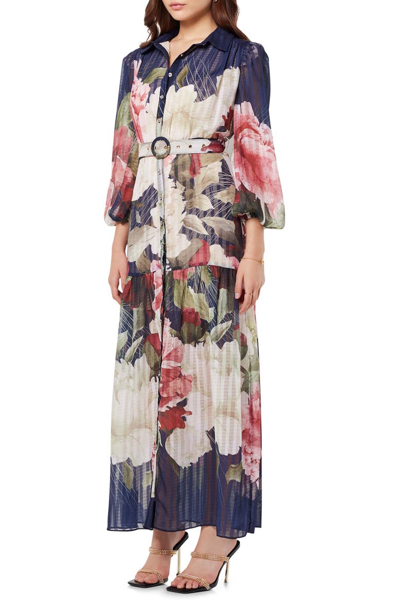 Elliatt Upstage Floral Print Maxi Shirtdress, Alternate, color, 