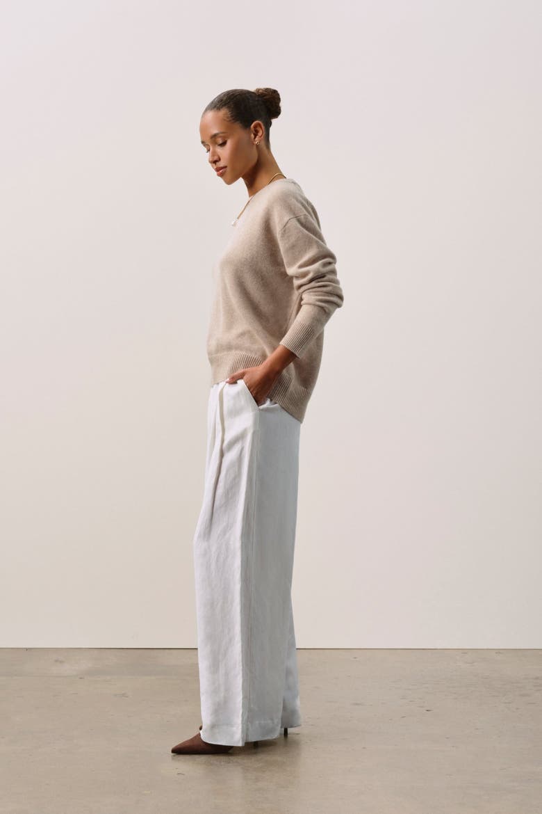 KAIA CREWNECK CASHMERE SWEATER, Alternate, color, Flax