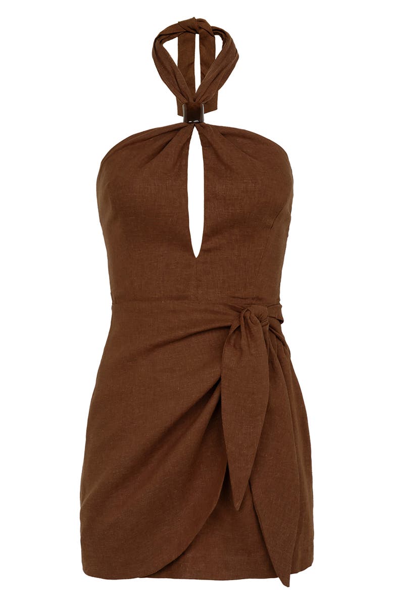 ViX Paula Hermanny Luna Linen Blend Cover-Up Dress, Alternate, color, Brown