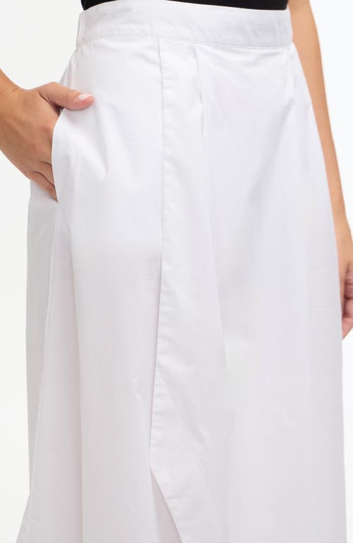 Shop Ellen Tracy Cotton Poplin Midi Skirt In White