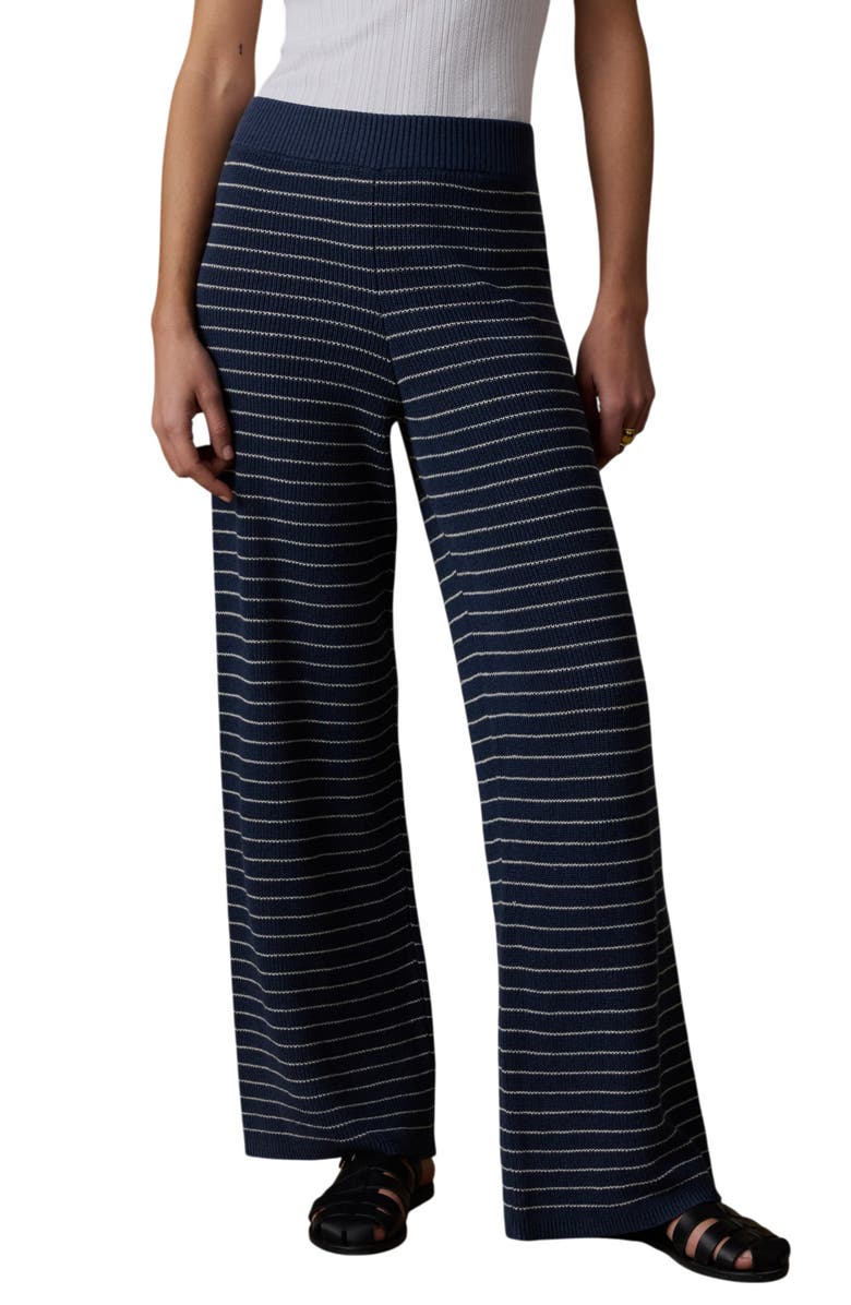 Faherty Miramar Linen Blend Sweater Pants, Main, color, Navy Stripe