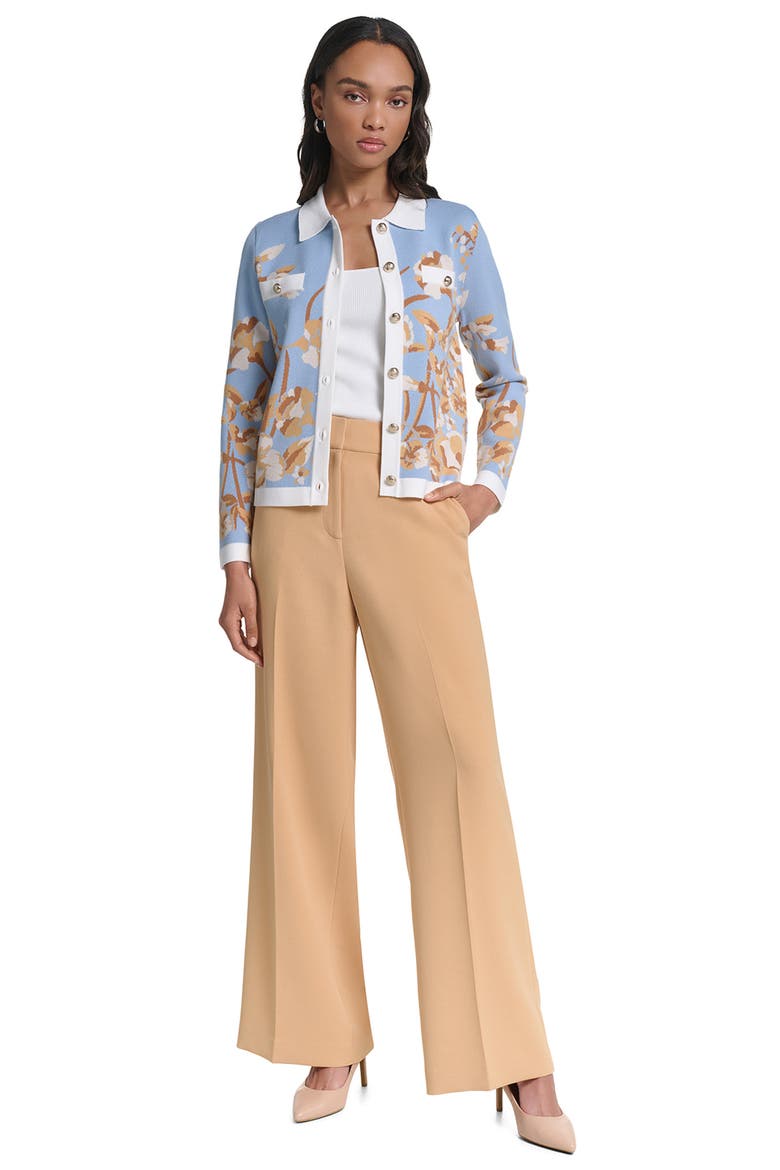 Floral Long Sleeve Cardigan, Alternate, color, STEEL BLUE MULTI