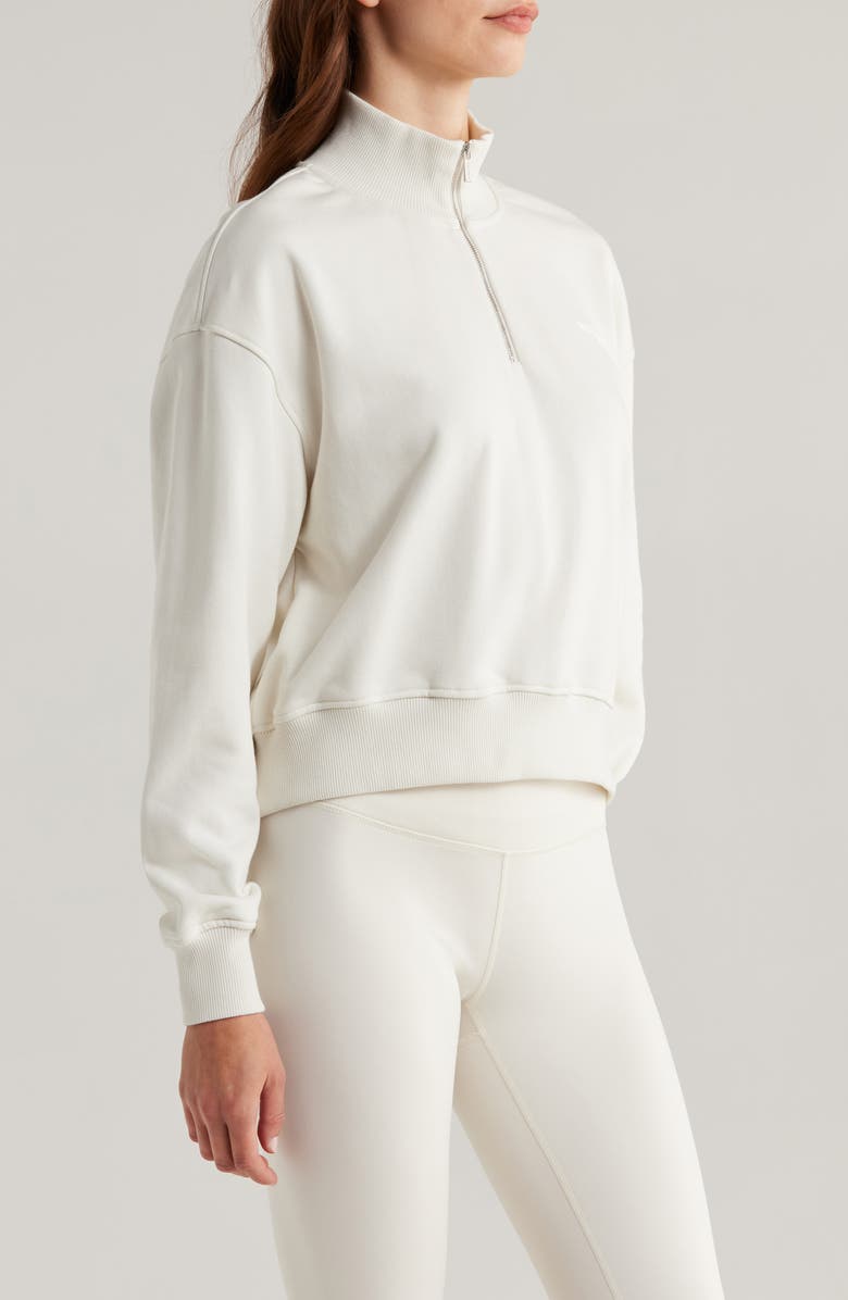 Sweaty Betty Revive Half Zip Crop Sweatshirt, Alternate, color, Lily White